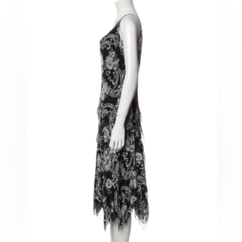 CARMEN MARC VALVO Silk Midi Length Dress Size 8 Black‎ Grunge Ethereal Party